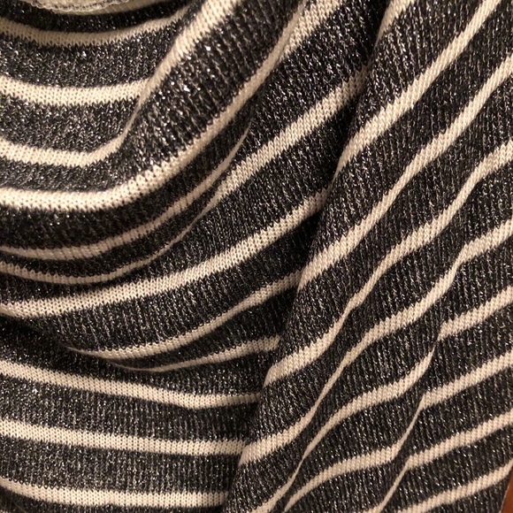 Dots Gray/White Metallic Stripe Drape Necked Top - Picture 3 of 3